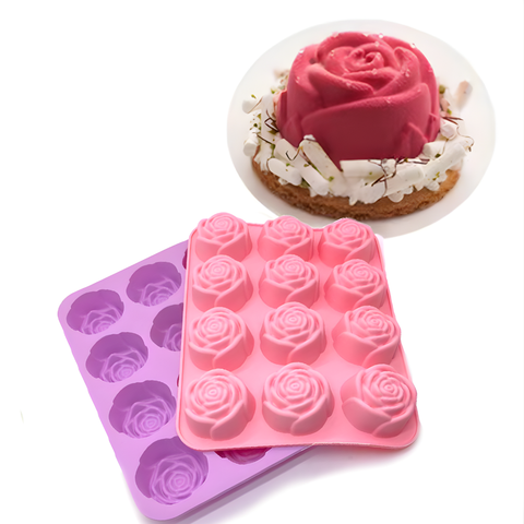 Molde 12 Rosas Abiertas