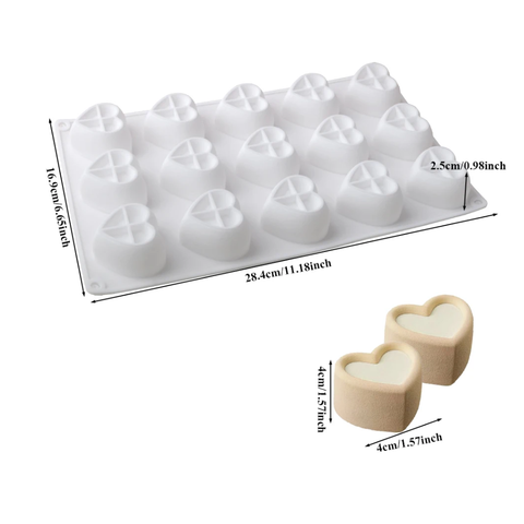 Molde 15 Corazones Mousse