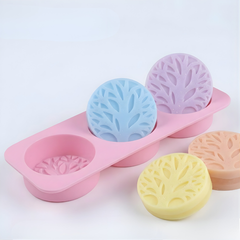 Molde de Silicón 3 Cavidades Jaboneros Sellado Árboles