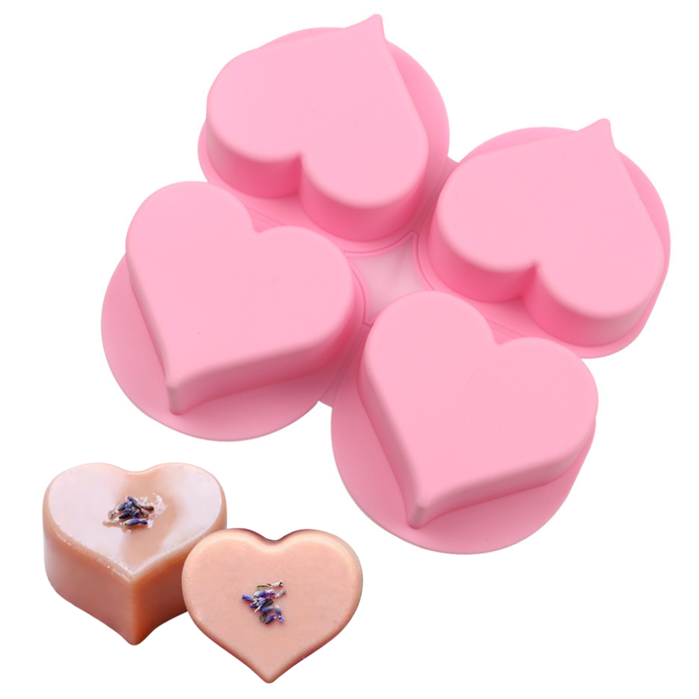 Molde De Silicón 4 Corazones Grandes