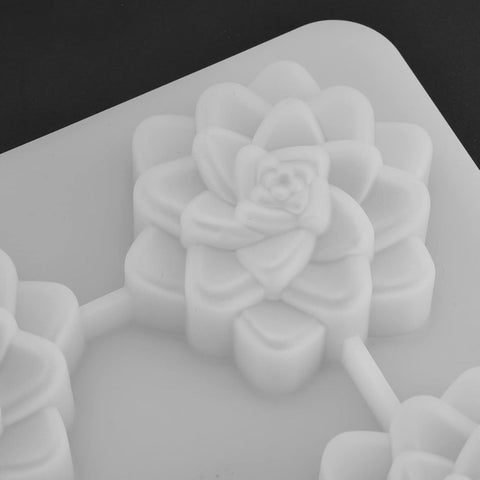 Molde de Silicón 4 Flores Suculentas Grandes
