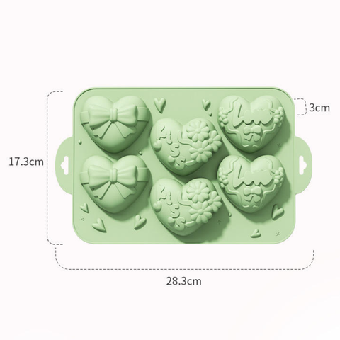 Molde 6 Corazones San Valentín