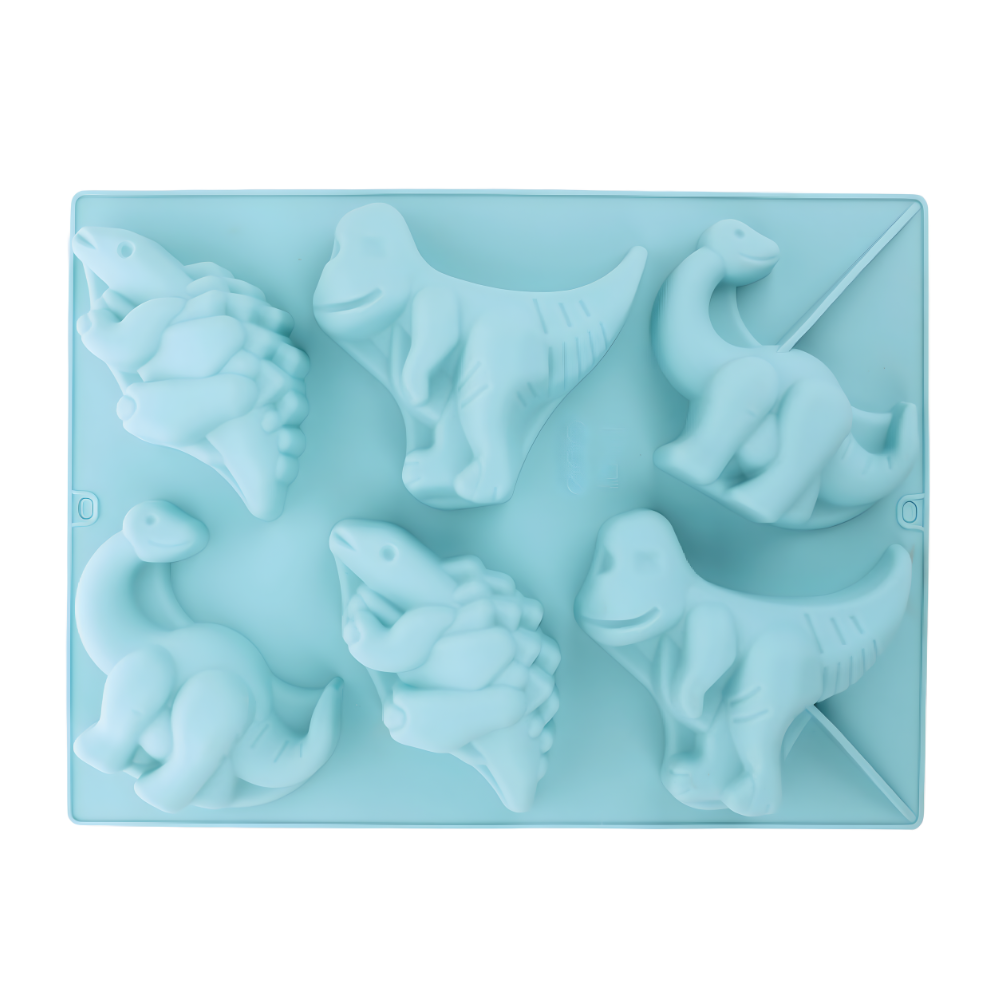Molde de Silicón 6 Dinosaurios Reposteros Jaboneros 2D