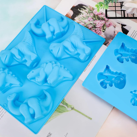 Molde de Silicón 6 Dinosaurios Reposteros Jaboneros 2D