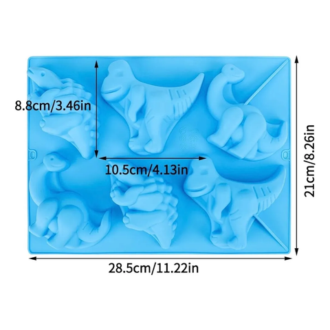Molde de Silicón 6 Dinosaurios Reposteros Jaboneros 2D
