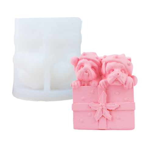 Molde Cajita de Regalo Cachorros 3D