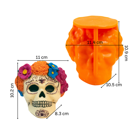 Molde Catrina Con Flores Cempasúchil 3D