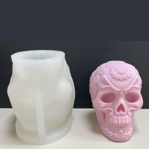 Molde Cráneo 3D Detalles Florales