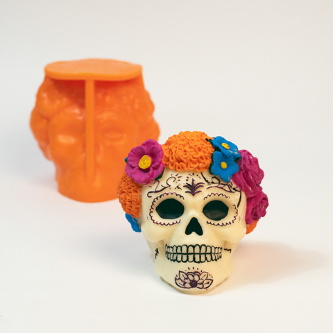 Molde Catrina Con Flores Cempasúchil 3D