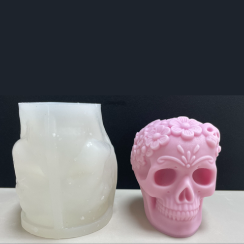 Molde Cráneo Floral 3D