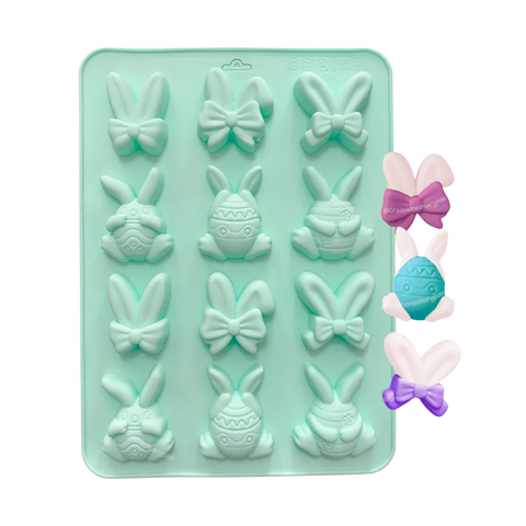 Molde 12 Conejitos con Huevos de Pascua