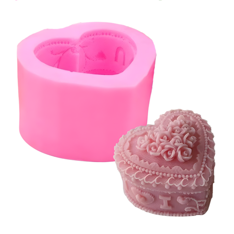 Molde Corazón de Rosas 2D