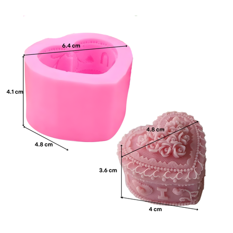 Molde Corazón de Rosas 2D