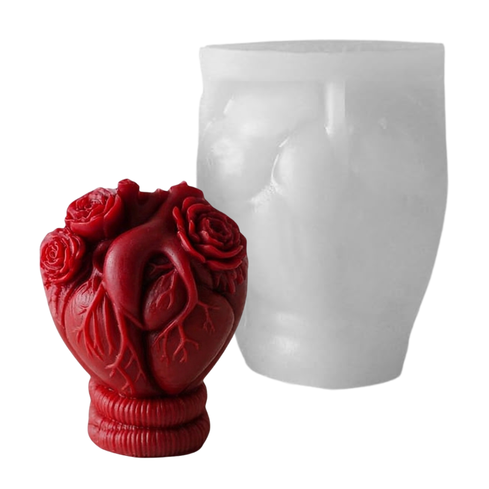 Molde Corazón Rosas 3D
