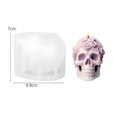 Molde de Calavera con Rosas 3D para Vela Día de Muertos