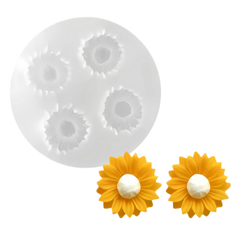 Molde Circular 4 Girasoles para Fondant 2 cm