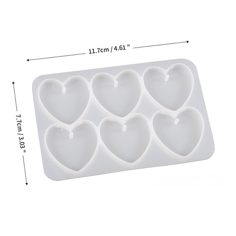 Molde 6 Corazones Colgantes