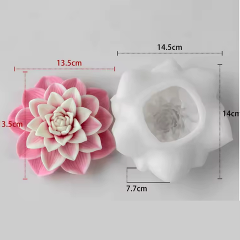 Molde de Silicón Flor de Loto 2D Vela Jabonería Decorativa
