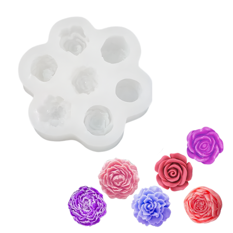 Molde De Silicón 7 Flores Mix