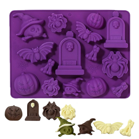 Molde Halloween Tumbas y Murciélagos 15 Figuras