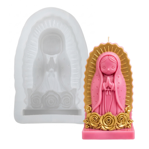 Molde Virgencita con Flores 3D