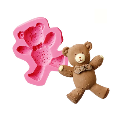 Molde Oso Decoración Fondant Feliz 2D