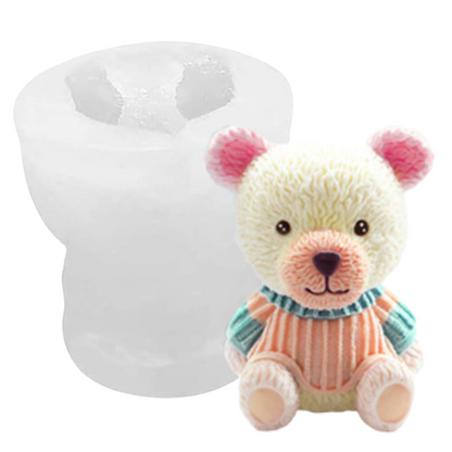 Molde Oso con Suéter Rayado 3D Sentado 10 cm