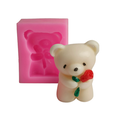 Molde Oso Romántico con su Rosa Fondant