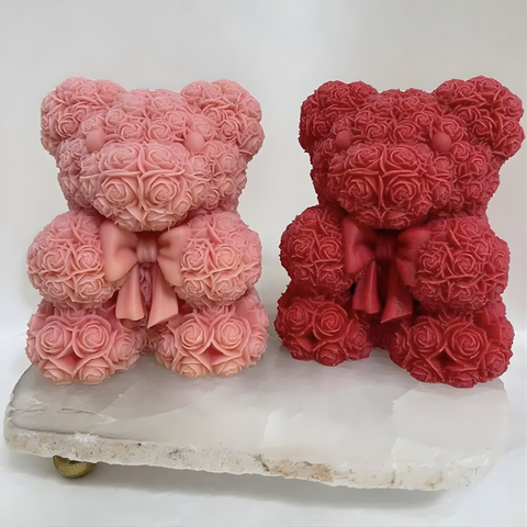 Molde Oso Rosas con Moño Mediano – Moldemanía