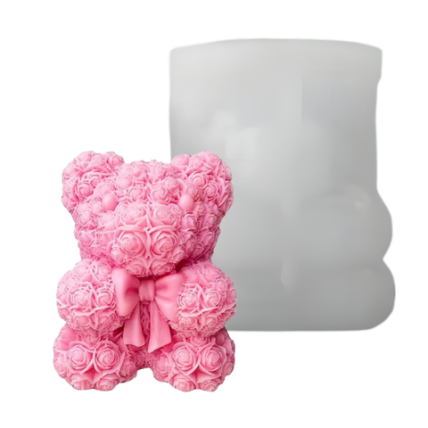 Molde Oso Rosas con Moño Mediano – Moldemanía