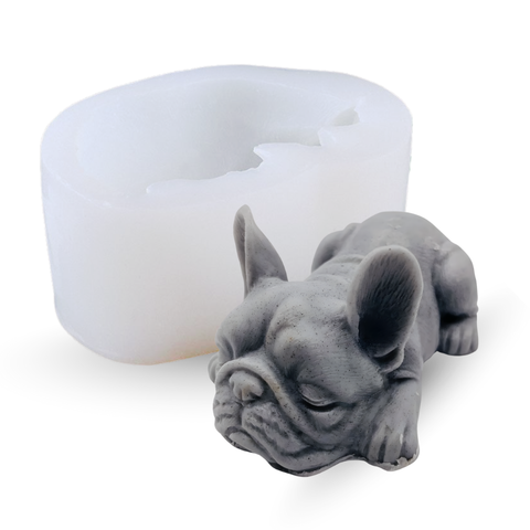 Molde Perro Bulldog Francés Echado 3D