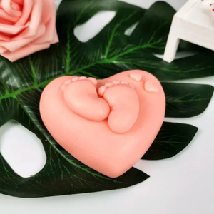 Molde de Silicón Corazón con Piecitos Baby Shower 2D