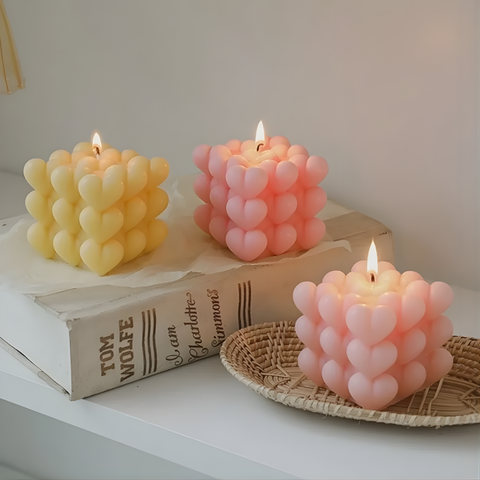 Molde de Silicón Cubo Rubik Love Dúo Vela