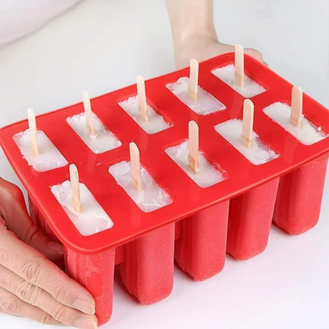 Molde 10 Paletas Hielo con Palitos de Madera