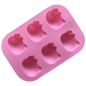 Molde de Silicón 6 Gatas con Moño en Oreja
