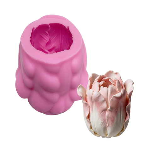 Molde 3D Flor Tulipán Abriendo para Vela