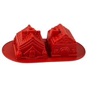 Molde de Silicón dos casitas navideñas para manualidades navideñas