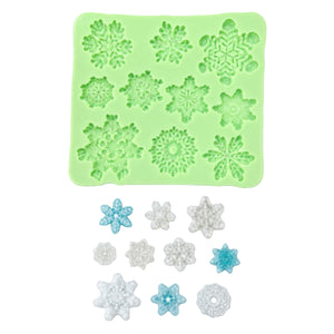 Molde de Silicón copos de nieve para manualidades navideñas