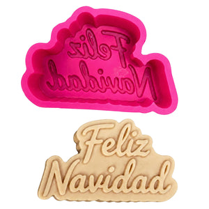 Molde de Silicón mensaje Feliz Navidad para manualidades navideñas