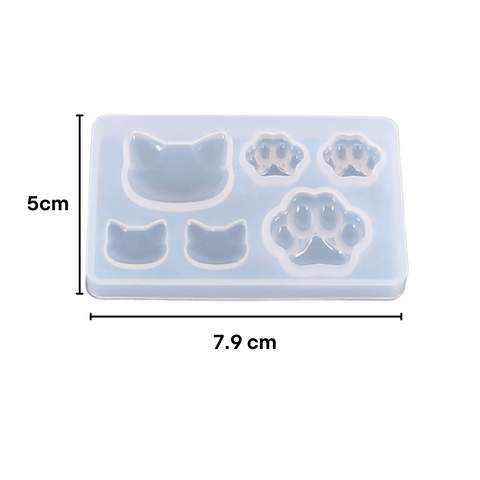 Molde de Silicón Patas y Cabeza de Gatos Decoración Mascotas