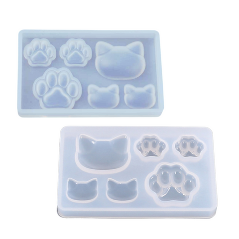 Molde de Silicón Patas y Cabeza de Gatos Decoración Mascotas