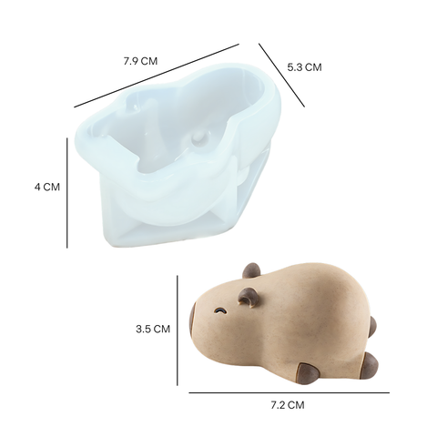 Molde de silicón capibara acostada 3D para vela