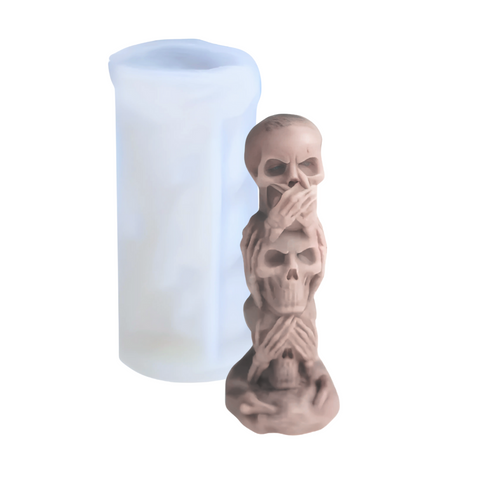 Molde 3 Calaveras en Pilar Halloween 3D