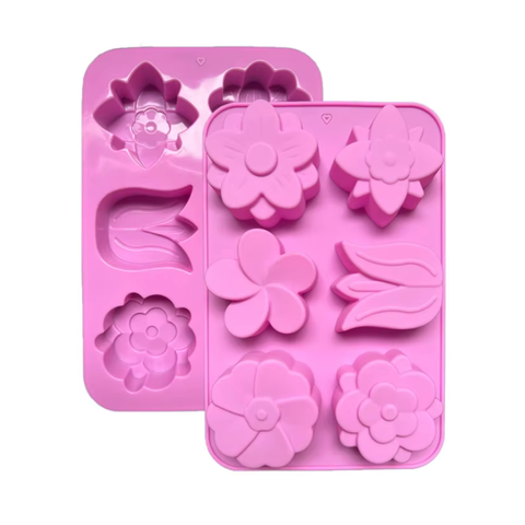 Molde con 6 Flores Diferentes: Tulipán y Diseños Florales Mixtos