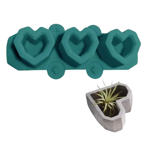 Molde 3 Macetas Corazón