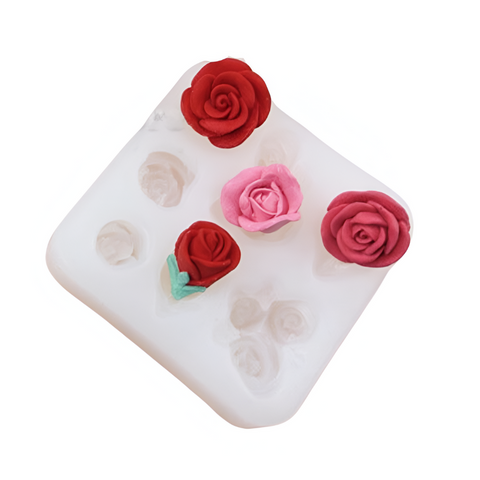 Molde de 7 Rosas para Velas y Fondant Molde Botones Rosas