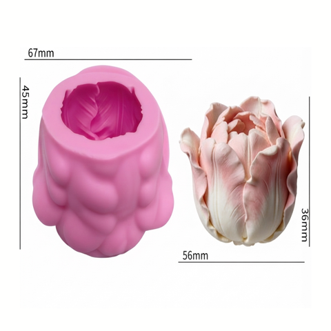 Molde 3D Flor Tulipán Abriendo para Vela