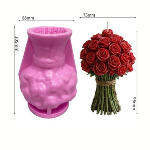 Molde para Vela 3D Ramo de Rosas.