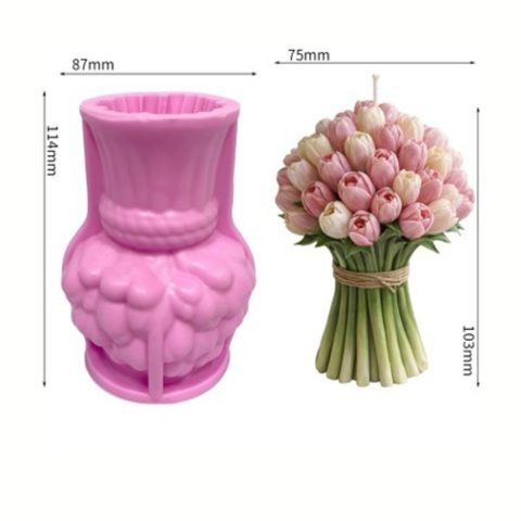 Molde para Vela 3D ramo de Tulipanes.