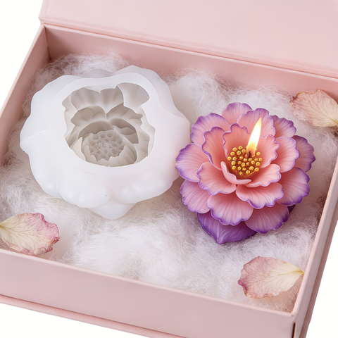 Molde Flor 3D Peonia para Vela.